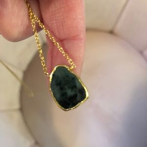 Raw emerald gold necklace